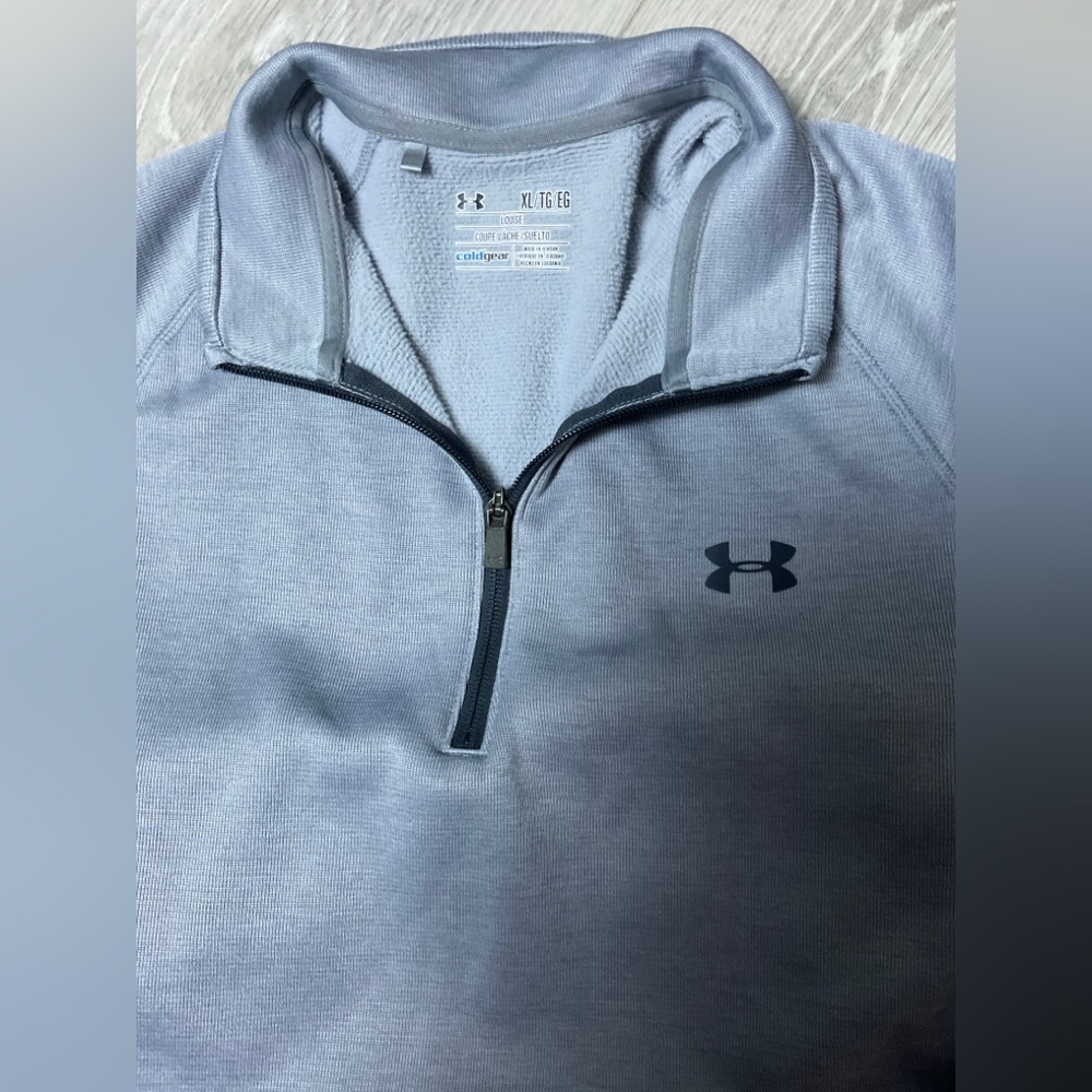 Under Armour 1/4 Zip Sweater Mens Xl Gray cold Gear Pullover Casual Loose